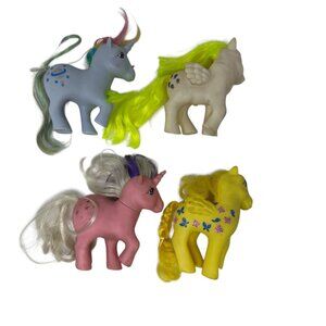 Set of 4 My Little Pony 1980s and 2007 Unicorns and Pegasus Vintage Retro Bundle